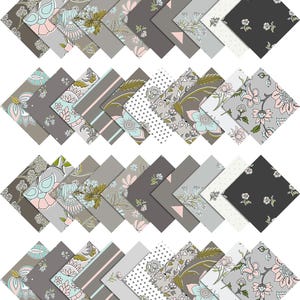 Floral Cotton Fabric Squares, 10x10 Charm Pack (40 Pcs)