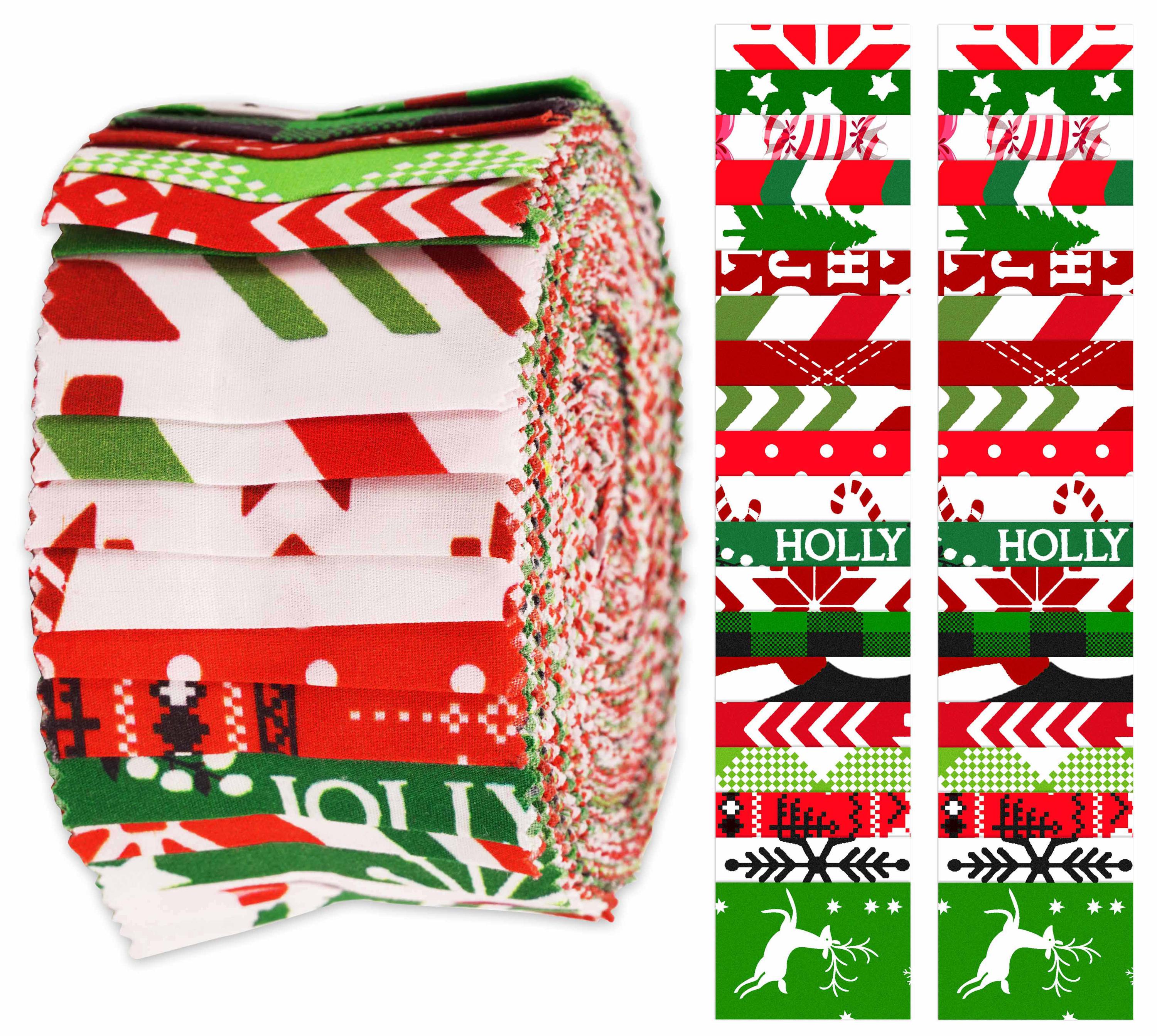 Weihnachts Stoff Set - 40 Stück Baumwoll-Stoffquadrate Für Basteln