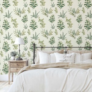 S4sassy Selbstklebende Tapete, grüner Farn und Laubdruck Wandbild Wandpapier, Schälen und Aufkleben Kontaktpapier für Wände, Eingangsbereich Akzentwand