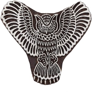 Owl Design Decorative Printing Block, Wooden Hand Carved Block, Traditional Indian Art Wood Craft, Designer Printing Block By 1 Pc, PB2948A