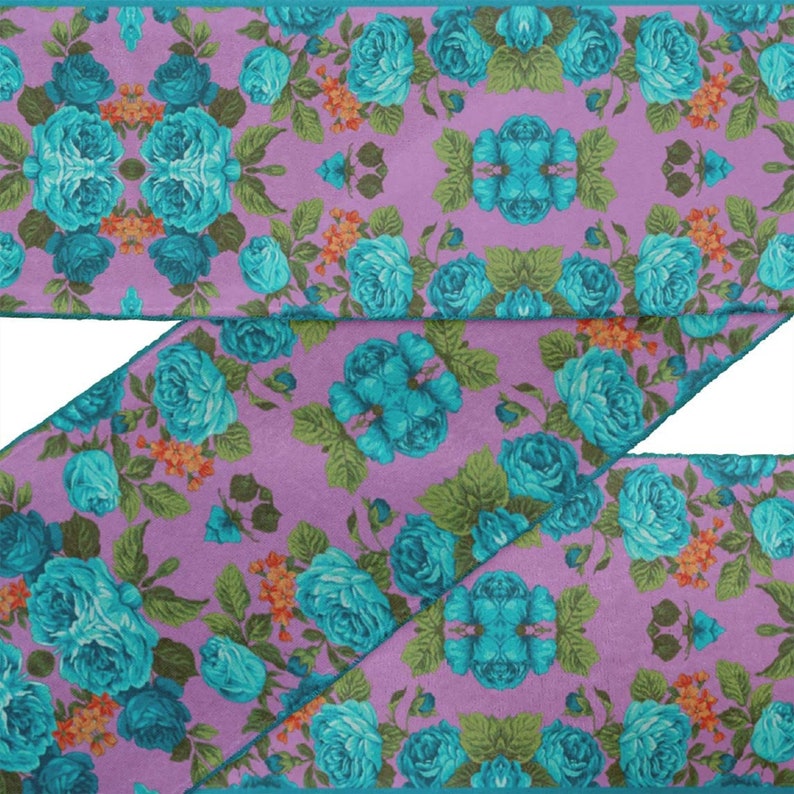 TRM-FL-736 Dress Border Lace Trim Leaves /& Peony Floral Women Fashion Ribbon Printed Velvet Fabric Trim Designer Trim By 9 Yard
