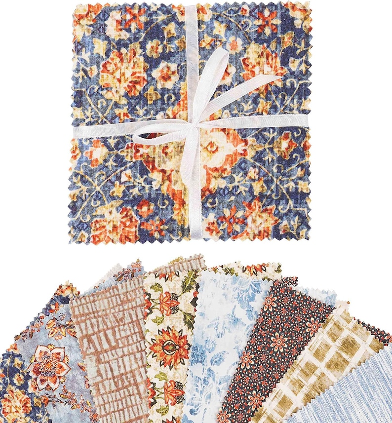 14 pcs 20 x 20 inch cotton fabric square quilting... Floral Print Cotton Fabric Squares: Quilting Charm Pack, DIY Craft - Etsy