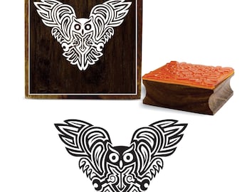 Square Owl Stamp, Wood Block Print, Textile and Paper Crafts
