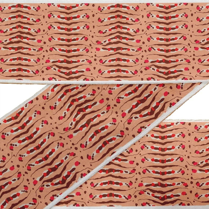 TRM-TU-648 Indian Crafting Animal Skin Texture Decorative Fabric Lace Printed Velvet Trim Sewing Border Ribbon Trim By 9 Yard