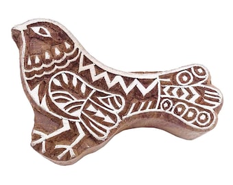 Handgeschnitzter Vogel Holzdruckblock, indische Kunststempel