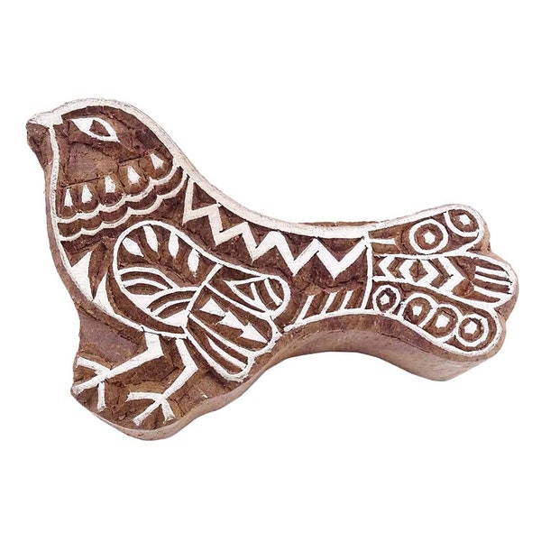 Wooden Printing Block, Indian Traditional Art, Bird Design Wooden Printing Block, Handcarved Stamps, Decorative Fabric Block By 1 Pc PB3333A