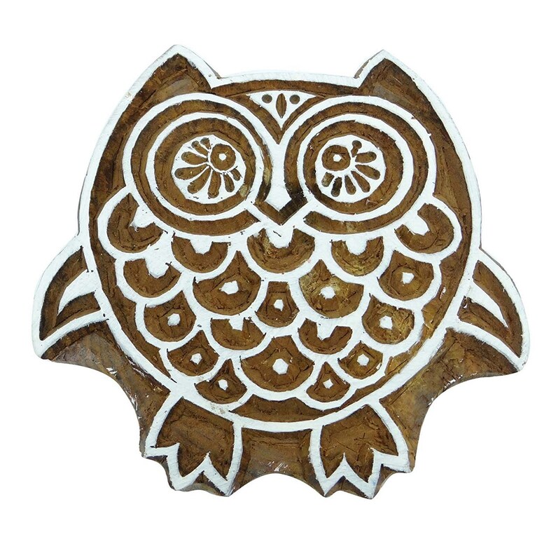 1 Pcs Wooden Border Stamp PB3113A Owl Printing Block Wooden Textile Stamp Decorative Blocks Scrapbook Stamp