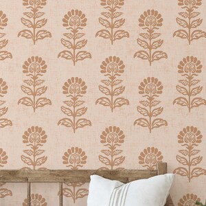 S4Sassy Peel & Stick Vinyl Tapete, Tapete mit Blättermuster, Beige Abnehmbarer Belag im asiatischen Stil für Schlafzimmer, Wohnzimmer, Schränke