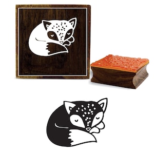Mooie vos slaappatroon houten rubberen stempel, textieldrukstempel, scrapbookingateliers maken ambacht per 1 stuk PRB-664