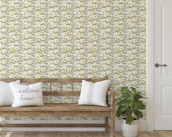 S4Sassy Mini bloemenbehang met wijnstokken - groene wandbekleding, zelfklevend vinylbehang, eenvoudig doe-het-zelf decor voor slaapkamers, woonkamer, kasten