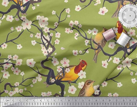 Soimoi Georgette Viscose Pink Fabric – By The Yard – 42 Inch Wide – Flamingo & Leaves Tropical – Flamingo Haven: Exotic Leaves With Pink Flamingos Printed Fabric - Store