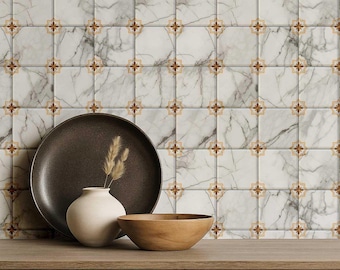 S4Sassy Self Adhesive Wallpaper,  White Removable Vinyl Tile Pattern Wall Covering, Plain Peel & Stick Contact Paper For Kitchen Back Splash