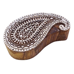 Timbri indiani in legno per artigianato in ceramica, timbri indiani in legno per tessuti, blocco di stampa in legno, timbro Paisley, blocco decorativo da 1 pezzo PB1935