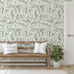 Carta da parati S4Sassy con foglie acquerellate - Rivestimento murale botanico verde, carta da parati autoadesiva in vinile, decorazione fai da te facile per camera da letto e soggiorno
