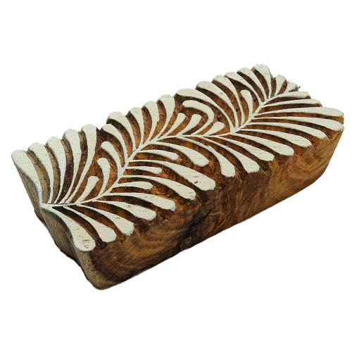 Leaf Design Wooden Printing Blocks Handcrafted Stamp Indian Etsy