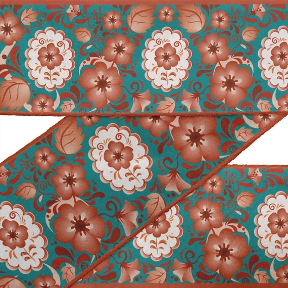 Designer Trim By 9 Yard Leaves & Floral Artistic Dupion Women Etsy