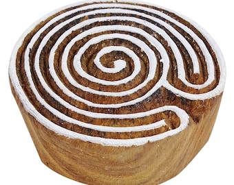 Spiral Design Wood Block Stamp, Fabric Printing