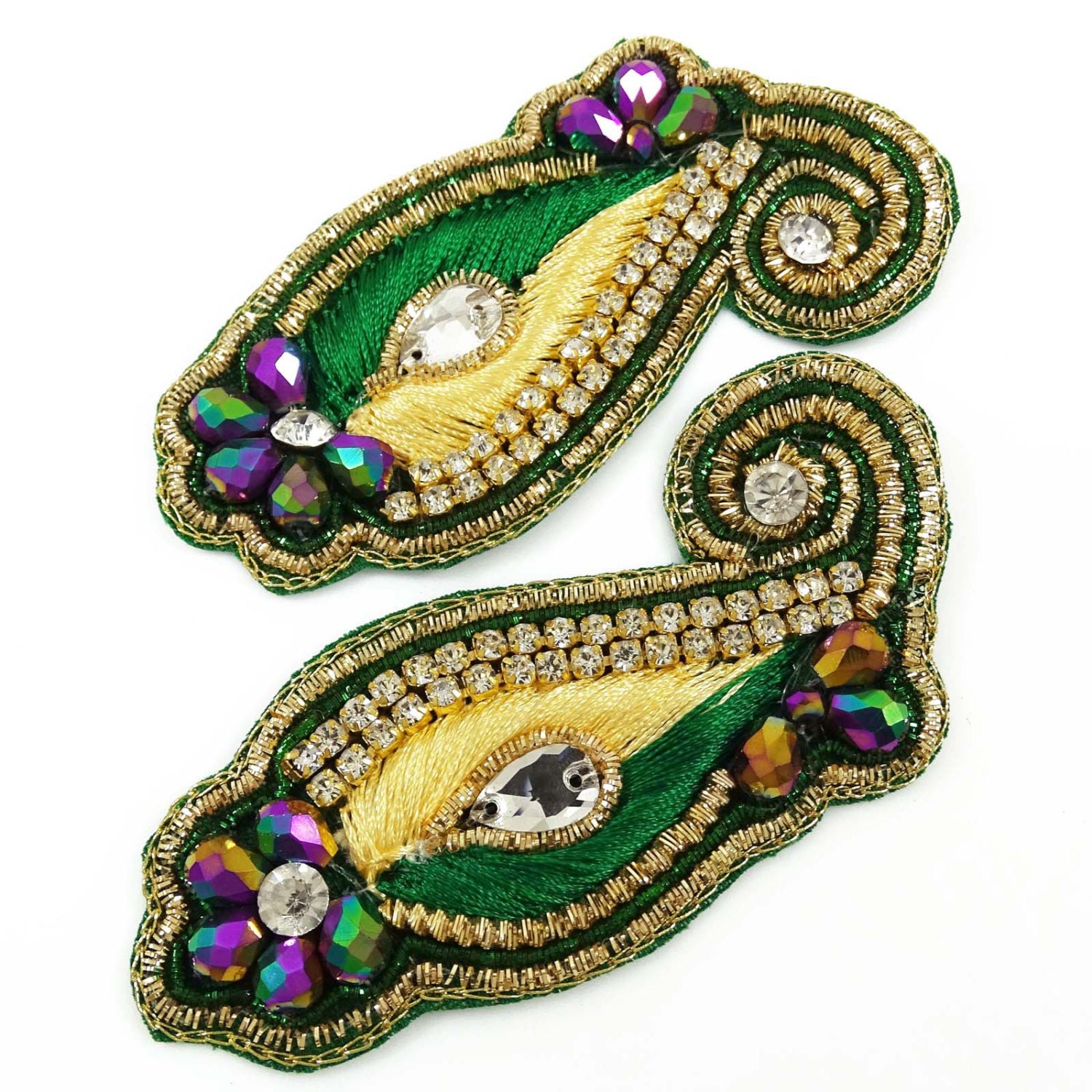 Beaded Decorative Appliques Royal Patch Applique Supply Crafting 1 Pair