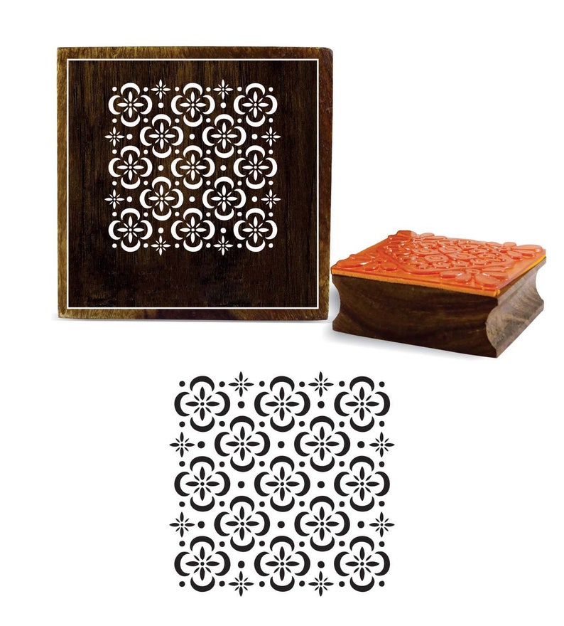 By 1 Pcs Printer Stamp PRB-317 Brown Square Wooden Rubber Stamp Floral Pattern Scrap-booking Craft Textile Stamps Printing Block