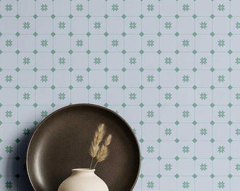 S4sassy Removable Vintage Style Waterproof Wall-rap, Geometric Star Pattern Contact Paper for Backsplash, Self Adhesive Vinyl Wallpaper Roll