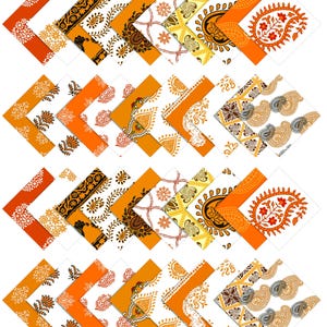 Precut Cotton Fabric Squares, 10x10 Charm Pack, Orange Floral Prints