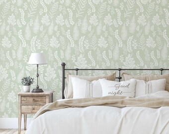 S4Sassy Peel & Stick-vinylbehang, bladbehang contactpapier Waterdicht-stoffig groen verwijderbare wandbekleding voor slaapkamers, woonruimtes