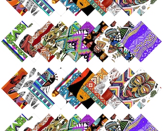 Abstract Print Cotton Fabric Squares, Quilting Charm Pack