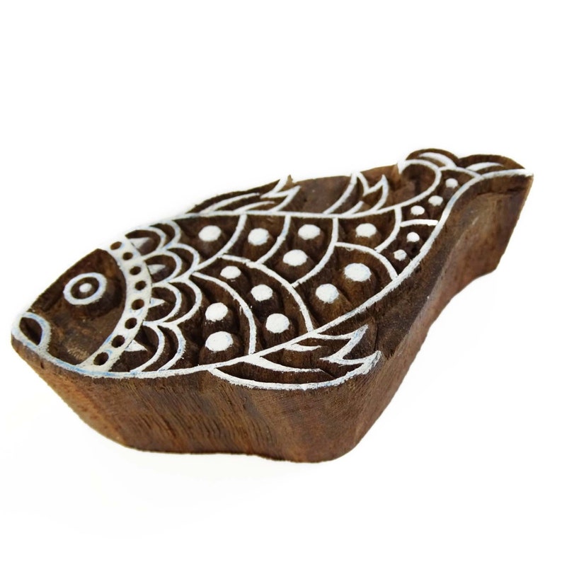 Hand Craved Fish Stamp Wooden Block Fabric Printing Blocks PB1572 Textile Printing Block Wooden Block By 1 Pc Indian Wooden Stamp