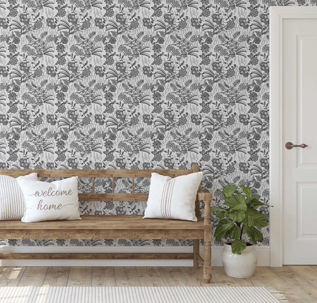 Gray Floral Peel And Stick Wallpaper Ethnic Decor Easy DIY Etsy gray-floral-peel-and-stick-wallpaper-ethnic-decor-easy-diy-etsy