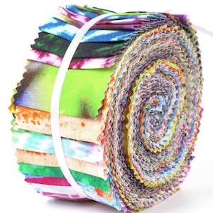 Soimoi 40Pcs TieDye Print Precut Fabric Strip Roll Up Cotton Jelly Rolls for Quilting, Perfect Quilting Fabric for Sewing, Craft, Home Decor
