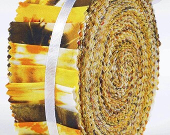 Tie Dye Cotton Fabric Strips – 40 Yellow Jelly Rolls for Quilting