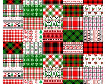 Paquete de cuadrados de tela navideños, cuadrados de algodón para patchwork de 5 pulgadas
