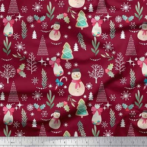 Soimoi Cotton Burgundy Fabric- by The Yard, Playful and Nostalgic Fusion Printed Sewing Fabric Material Fabric for Designer Fabric, Quilting