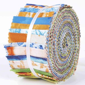 Soimoi 40Pcs Tie Dye Print Precut Fabric Strip Roll Up Cotton Jelly Roll for Quilting, 100% Cotton Fabric Jelly Roll Bundle For Scrapbooking