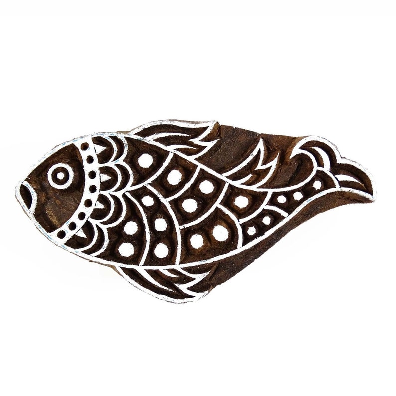 Hand Craved Fish Stamp Wooden Block Fabric Printing Blocks PB1572 Textile Printing Block Wooden Block By 1 Pc Indian Wooden Stamp