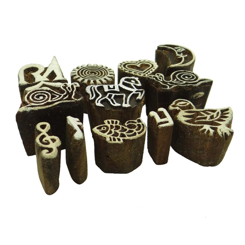 Wood Block Stamp Textile Printing Block Stamps for Clay Etsy