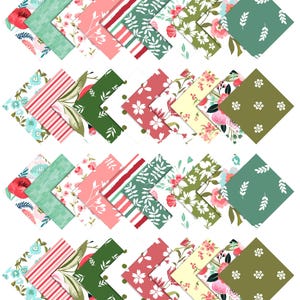 Floral Cotton Fabric Squares, Quilting Charm Pack (10x10 inches)