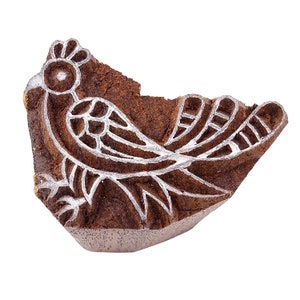 Indian Bird Stamp, Decorative Wooden Art BY 1 Pcs, Hand Carved Printing Block, Wood Stamp, Craft Textile Printing Block, PB3193A
