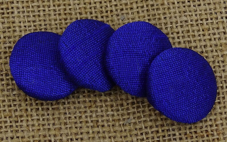 Royal Blue Button Pack of 12 Pieces 2 Holes Coat Suit Sewing Buttons PBTN-PD4A-A Poly Dupion Fabric Cloth Covered
