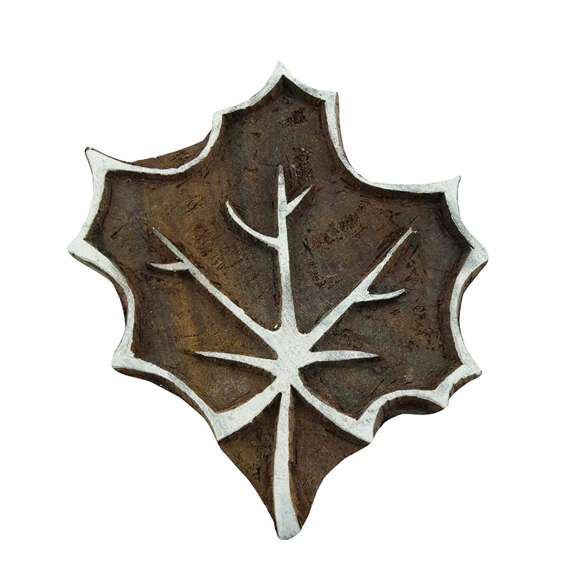 Leaf Pattern Printing Block Brown Hand Carved Printing Block Etsy