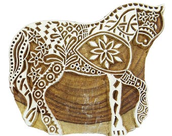 Hand Carved Wooden Horse Stamp, Indian Textile Block