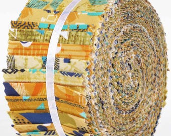 Geometric Yellow Cotton Fabric Jelly Roll – 40 Quilting Strips