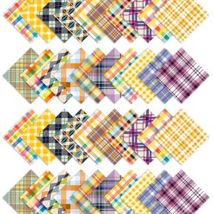 Check Print Cotton Fabric Squares, 10-inch Quilting Charm Pack