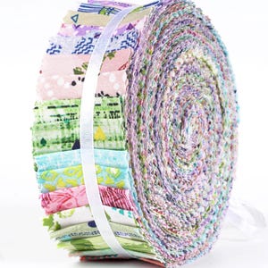 Soimoi 40Pcs Geometric & Texture Print Precut Fabrics Strips Roll Up  Cotton Jelly Rolls for Quilting - Multicolor