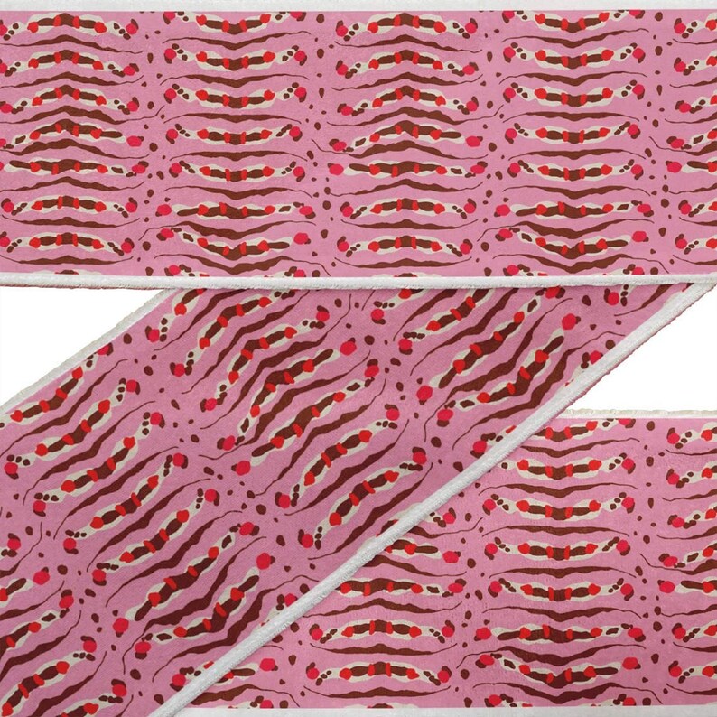 TRM-TU-648 Indian Crafting Animal Skin Texture Decorative Fabric Lace Printed Velvet Trim Sewing Border Ribbon Trim By 9 Yard