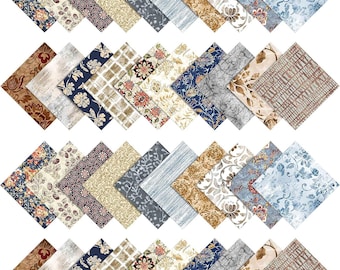 Floral Print Cotton Fabric Squares: Quilting Charm Pack, DIY Craft