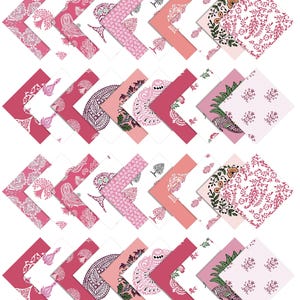 Precut Cotton Fabric Squares, 20 Pink Print Patterns, Quilting Charm Pack
