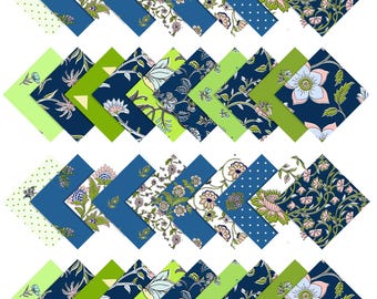 Floral Cotton Fabric Squares, 10x10 Charm Pack for Quilting