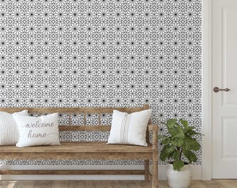 S4sassy Removable Vintage Style Waterproof Wall Wrap, Finish Mosaic Tile Wall Cover, Lattice Star Pattern Contact Paper for Backsplash, Wall