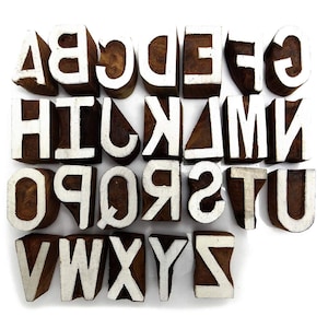 Bloco de impressão de padrão de alfabeto, bloco de madeira feito à mão, carimbo decorativo esculpido à mão, blocos de impressão têxtil, carimbo feito à mão, PB2582A
